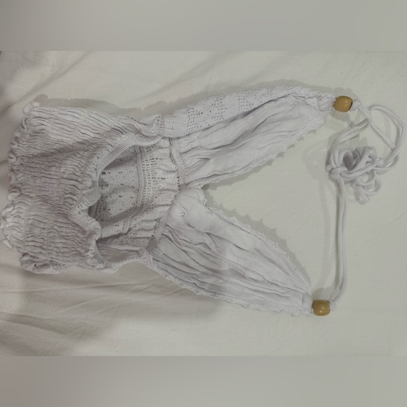 Crochet white halter top M (stretchy- will small and extra small 2) New Boho - Picture 3 of 4